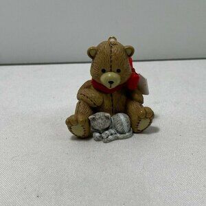 1993 Vintage Longs Drugs Limited Edition Christmas Friends Bear & Cat Ornament